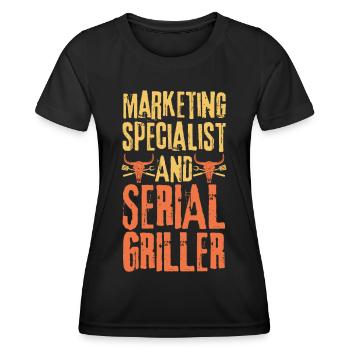 Marketingspezialist und Seriengriller - Frauen Funktions-T-Shirt - Schwarz - Vorne - AI Model Female 172 light (172cm)