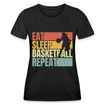 Eat sleep Basketball repeat - Women's Functional T-Shirt - black - Front - AI Model Female 172 light (172cm)