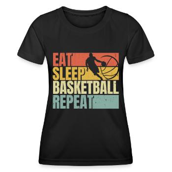 Essen Schlaf Basketball wiederholen - Frauen Funktions-T-Shirt - Schwarz - Vorne - AI Model Female 172 light (172cm)