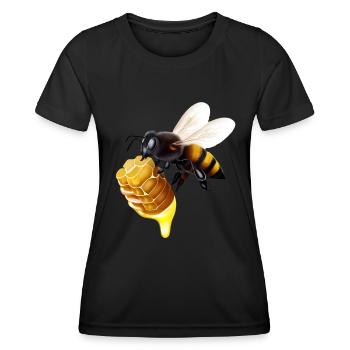 Bee with honeycomb - Women's Functional T-Shirt - black - Front - AI Model Female 172 light (172cm)