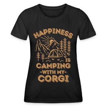 Camping mit Corgi - Frauen Funktions-T-Shirt - Schwarz - Vorne - AI Model Female 172 light (172cm)