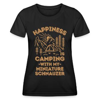 Camping mit Zwergschnauzer - Frauen Funktions-T-Shirt - Schwarz - Vorne - AI Model Female 172 light (172cm)