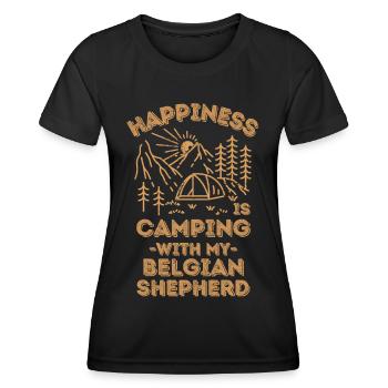Camping avec berger belge - T-shirt sport Femme - noir - Devant - AI Model Female 172 light (172cm)