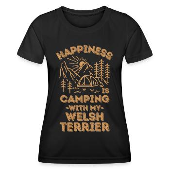 Camping with welsh-terrier - Women's Functional T-Shirt - black - Front - AI Model Female 172 light (172cm)