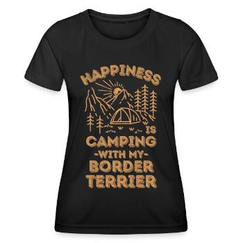 Camping avec border-terrier - T-shirt sport Femme - noir - Devant - AI Model Female 172 light (172cm)
