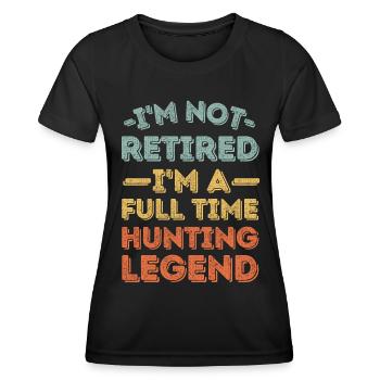 Retraité et légende de la chasse - T-shirt sport Femme - noir - Devant - AI Model Female 172 light (172cm)