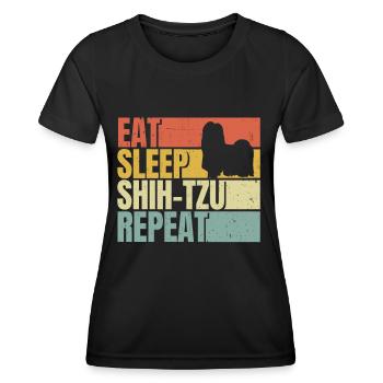 Mangez dormir Shih-tzu répéter - T-shirt sport Femme - noir - Devant - AI Model Female 172 light (172cm)