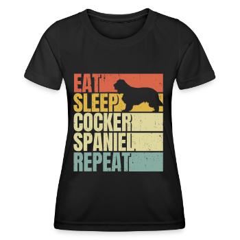 Eat sleep Cocker-spaniel repeat - Women's Functional T-Shirt - black - Front - AI Model Female 172 light (172cm)