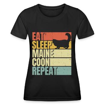 Mangez dormir Maine-coon répéter - T-shirt sport Femme - noir - Devant - AI Model Female 172 light (172cm)