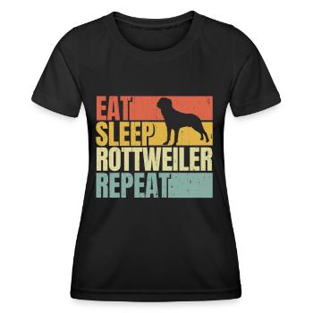 Essen schlafen Rottweiler wiederholen - Frauen Funktions-T-Shirt - Schwarz - Vorne - AI Model Female 172 light (172cm)