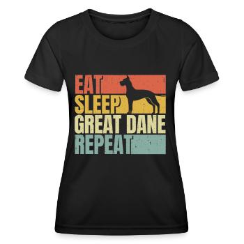 Eat sleep Great-dane repeat - Women's Functional T-Shirt - black - Front - AI Model Female 172 light (172cm)