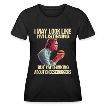 Gedankenwelt der Cheeseburger - Frauen Funktions-T-Shirt - Schwarz - Vorne - AI Model Female 172 light (172cm)