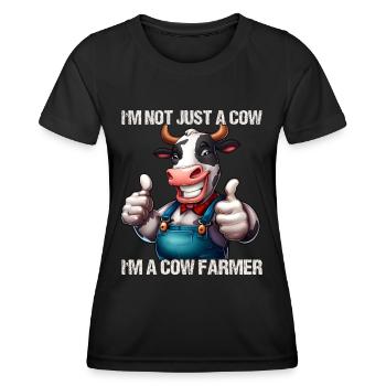 Vache fermière - T-shirt sport Femme - noir - Devant - AI Model Female 172 light (172cm)