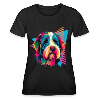 Bearded Collie 80s Style - Women's Functional T-Shirt - black - Front - AI Model Female 172 light (172cm)