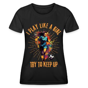 Joueuse de soccer féminin - T-shirt sport Femme - noir - Devant - AI Model Female 172 light (172cm)