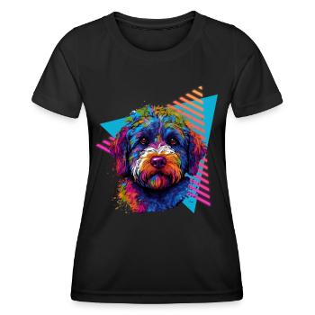 Lagotto Romagnolo 80s style - Women's Functional T-Shirt - black - Front - AI Model Female 172 light (172cm)