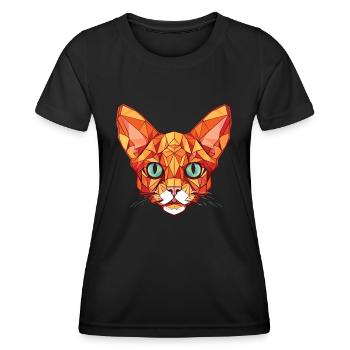 Rote Devon Rex Katze bunte Aquarell-Illustration - Frauen Funktions-T-Shirt - Schwarz - Vorne - AI Model Female 172 light (172cm)