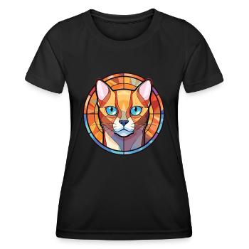 Dessin animé aquarelle coloré de chat birman européen - T-shirt sport Femme - noir - Devant - AI Model Female 172 light (172cm)