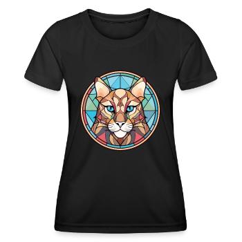 Eurasische Luchskatze Bunte Aquarell-Illustration - Frauen Funktions-T-Shirt - Schwarz - Vorne - AI Model Female 172 light (172cm)