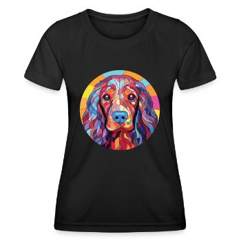 Illustration à l’aquarelle de race de chien d’eau frison - T-shirt sport Femme - noir - Devant - AI Model Female 172 light (172cm)