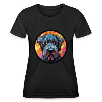 Schwarz Russischer Terrier Hunderasse Aquarellglas - Frauen Funktions-T-Shirt - Schwarz - Vorne - AI Model Female 172 light (172cm)