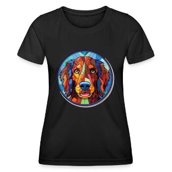 Slovensky Kopov Slowakische Hunderasse Aquarellglas - Frauen Funktions-T-Shirt - Schwarz - Vorne - AI Model Female 172 light (172cm)
