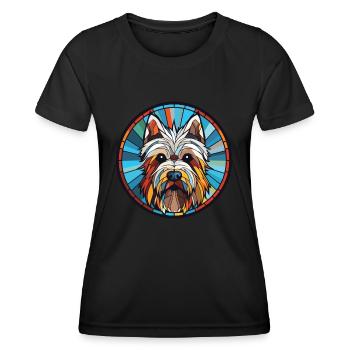 Skye Terrier lap chien race aquarelle Illustration - T-shirt sport Femme - noir - Devant - AI Model Female 172 light (172cm)