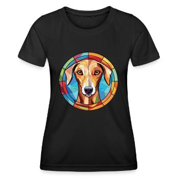 Old Croatian Sighthound Dog Breed Watercolor Glass - Women's Functional T-Shirt - black - Front - AI Model Female 172 light (172cm)