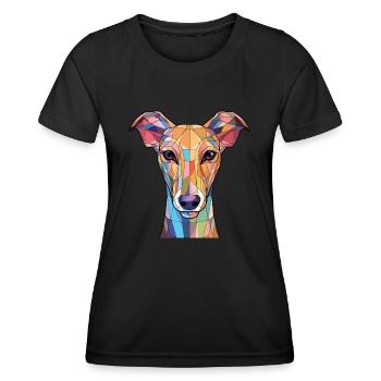 Illustration à l’aquarelle de race de chien lévrier polonais - T-shirt sport Femme - noir - Devant - AI Model Female 172 light (172cm)