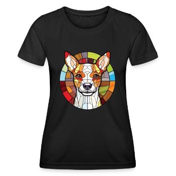 Teddy Roosevelt Terrier chien race aquarelle verre - T-shirt sport Femme - noir - Devant - AI Model Female 172 light (172cm)