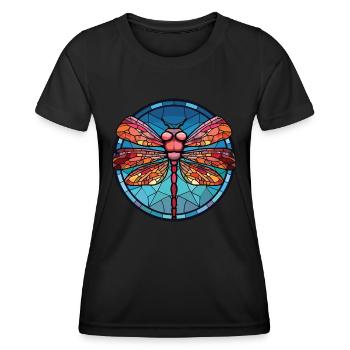 Dragonfly Colorful Watercolor Animal Illustration - Women's Functional T-Shirt - black - Front - AI Model Female 172 light (172cm)