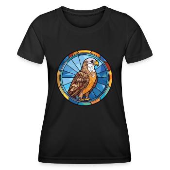 Falke, Buntes, Aquarell, Tier, Haustier, Illustration - Frauen Funktions-T-Shirt - Schwarz - Vorne - AI Model Female 172 light (172cm)
