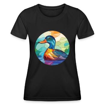 Canard Coloré Aquarelle Animal Animal De Compagnie Illustration - T-shirt sport Femme - noir - Devant - AI Model Female 172 light (172cm)