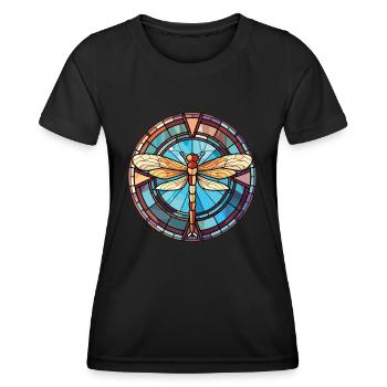 Dragonfly Colorful Watercolor Animal Illustration - Women's Functional T-Shirt - black - Front - AI Model Female 172 light (172cm)