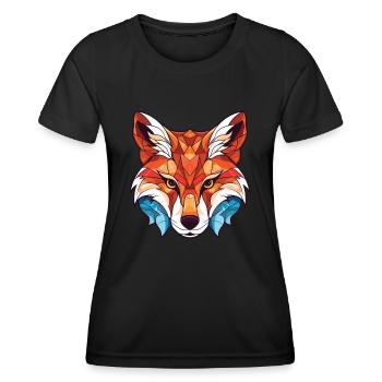 Fuchs buntes Aquarell Tier Haustier Illustration - Frauen Funktions-T-Shirt - Schwarz - Vorne - AI Model Female 172 light (172cm)