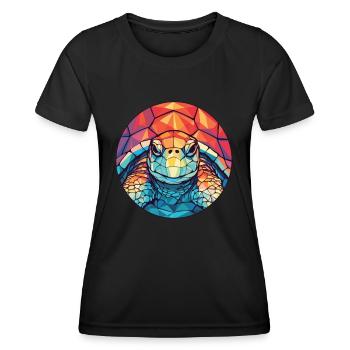 Schildkröte buntes Aquarell Tier Haustier Illustration - Frauen Funktions-T-Shirt - Schwarz - Vorne - AI Model Female 172 light (172cm)