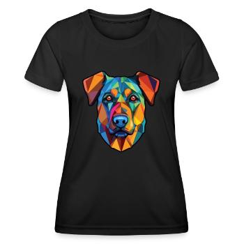 Illustration à l’aquarelle de race de chien de molosse aryen - T-shirt sport Femme - noir - Devant - AI Model Female 172 light (172cm)