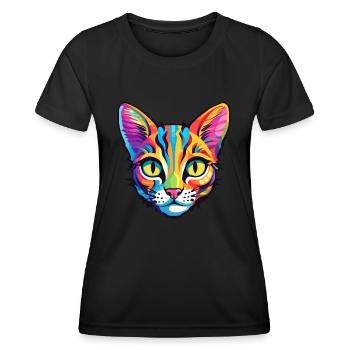 Bambino Cat Breed Aquarelle Cartoon Kawaii Pet - T-shirt sport Femme - noir - Devant - AI Model Female 172 light (172cm)