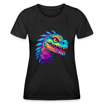 Basilisk Buntes Aquarell Cartoon Kawaii Tier - Frauen Funktions-T-Shirt - Schwarz - Vorne - AI Model Female 172 light (172cm)