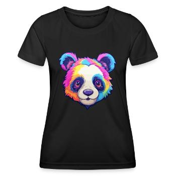 Panda Buntes Aquarell Cartoon Kawaii Tier - Frauen Funktions-T-Shirt - Schwarz - Vorne - AI Model Female 172 light (172cm)