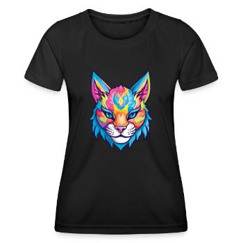 Luchs Buntes Aquarell Cartoon Kawaii Tier - Frauen Funktions-T-Shirt - Schwarz - Vorne - AI Model Female 172 light (172cm)