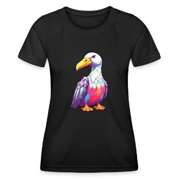 Albatross Colorful Watercolor Cartoon Kawaii Anima - Women's Functional T-Shirt - black - Front - AI Model Female 172 light (172cm)