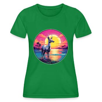 Karibu buntes Aquarell Cartoon Kawaii Tier - Frauen Funktions-T-Shirt - Kelly Green - Vorne - AI Model Female 172 dark (172cm)