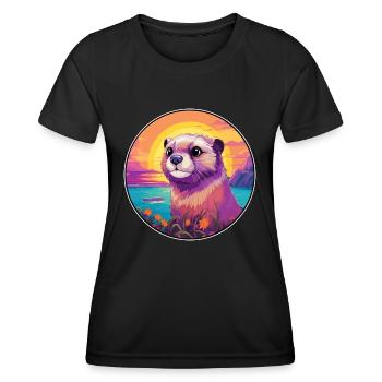 Gopher Colorful Watercolor Cartoon Kawaii Animal - Women's Functional T-Shirt - black - Front - AI Model Female 172 light (172cm)