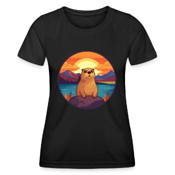 Gopher Colorful Watercolor Cartoon Kawaii Animal - Women's Functional T-Shirt - black - Front - AI Model Female 172 light (172cm)