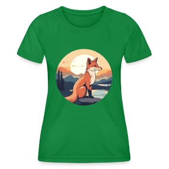 Fuchs Buntes Aquarell Cartoon Kawaii Tier - Frauen Funktions-T-Shirt - Kelly Green - Vorne - AI Model Female 172 dark (172cm)
