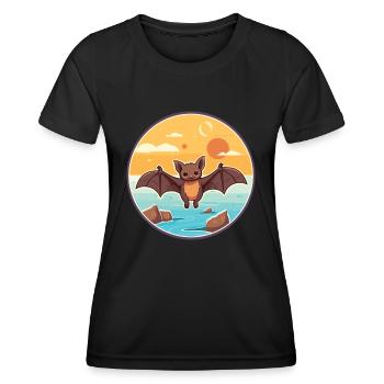 Bat Watercolor Cartoon Kawaii Clipart Animal - Women's Functional T-Shirt - black - Front - AI Model Female 172 light (172cm)