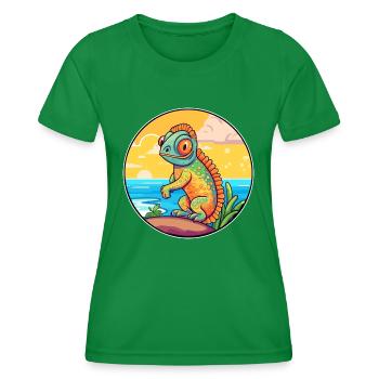 Caméléon aquarelle dessin animé Kawaii Clipart Animal - T-shirt sport Femme - vert - Devant - AI Model Female 172 dark (172cm)