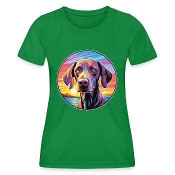 Ariege Pointer Hund Rasse Bunte Karikatur Watercol - Frauen Funktions-T-Shirt - Kelly Green - Vorne - AI Model Female 172 dark (172cm)