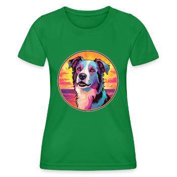 Zentralasiatische Schäferhundsrasse Bunte Karikatur - Frauen Funktions-T-Shirt - Kelly Green - Vorne - AI Model Female 172 dark (172cm)